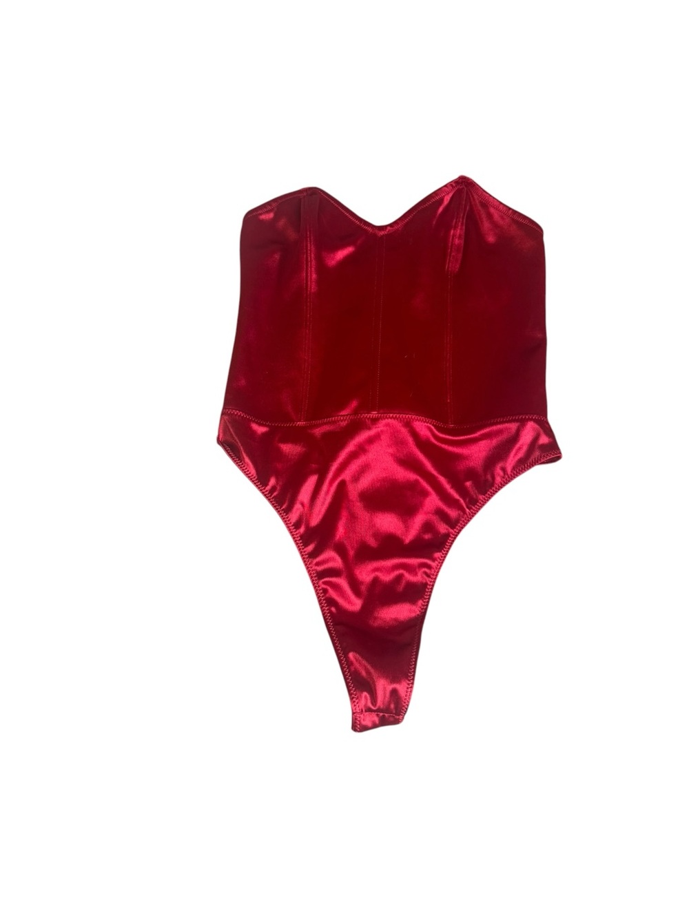 Forever 21 Red Strapless Satin Corset Bodysuit